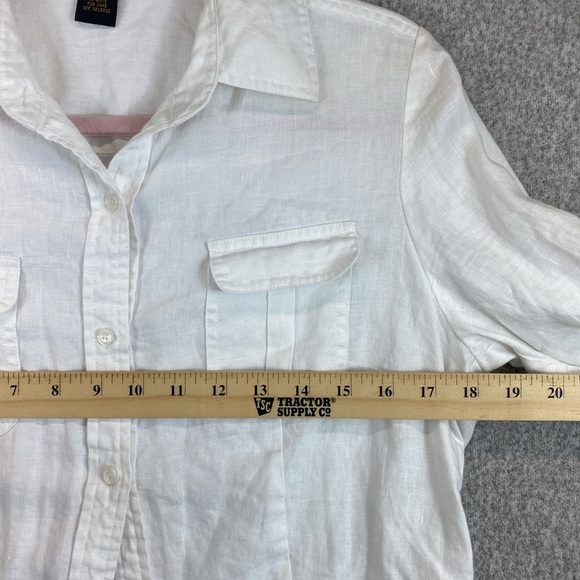 Grace Elements linen button up blouse crisp white size 10 S/M beachy minimalist - Picture 3 of 9